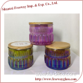 Plating colored glass candle jar set with lid